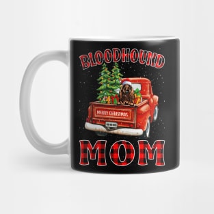 Christmas Bloodhound Mom Santa Hat Truck Tree Plaid Dog Mom Christmas Mug